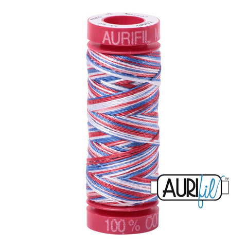 AURIFIL 3852 Liberty Red White Blue Variegated Mako 12 Weight Wt 50 Meters 54 Yards Spool Quilt Cotton Quilting Thread