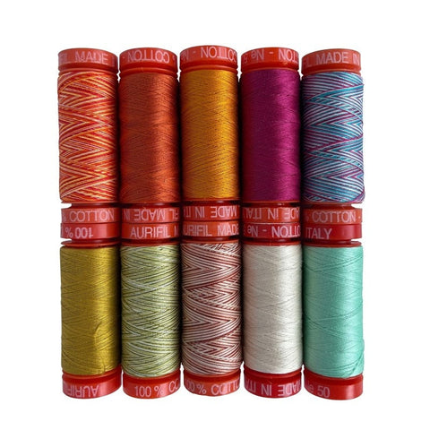 Aurifil RUSTIC CHIC Collection by Aaronica Cole Bright 50 Weight Wt Small Spool Cotton Quilting Thread Set of 10 AC50RC10