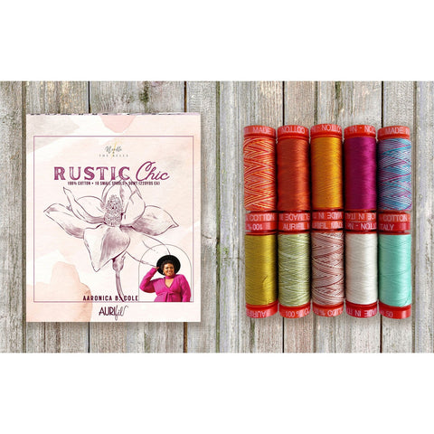 Aurifil RUSTIC CHIC Collection by Aaronica Cole Bright 50 Weight Wt Small Spool Cotton Quilting Thread Set of 10 AC50RC10