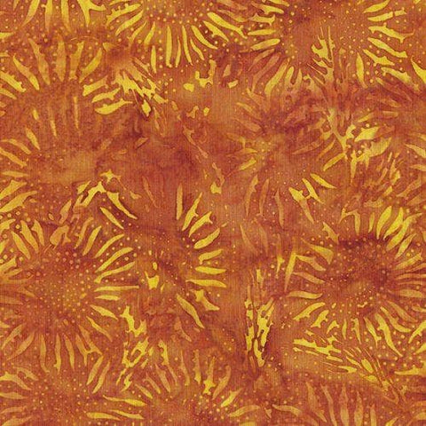 4 YARDS Island Batik IB 122021220 Golden Orange Yellow Sunflower Batik Cotton Fabric 4 Yard