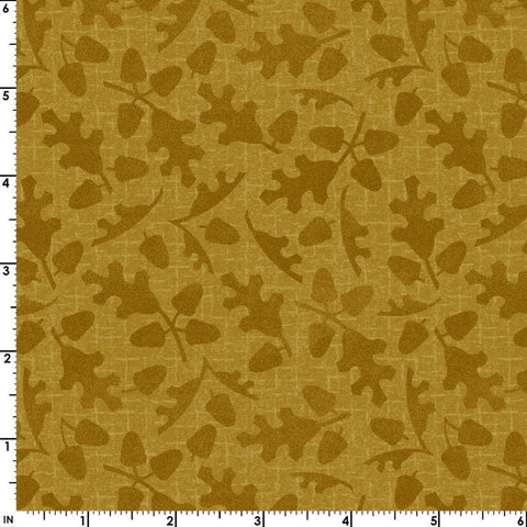 BTHY Maywood Woolies Autumn Harvest Flannel Cross Weave with Acorns Gold Yellow Cotton Flannel Fabric Half Yard 9956-S