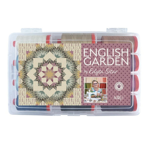 Aurifil English Garden Collection EDYTA SITAR LBQ Mako Cotton 50 Wt Large Spool Beige Blue Purple Color Quilting Thread Set of 12 ES50EG12