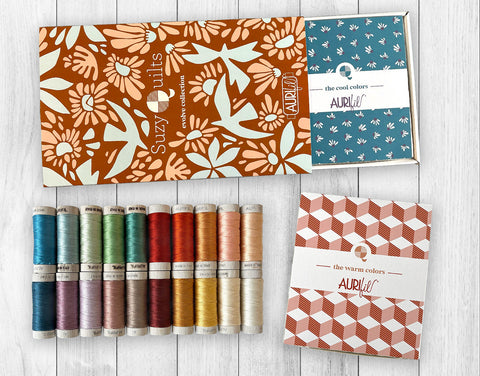 IN STOCK Aurifil Evolve Collection by Suzy Williams of Suzy Quilts 8 Wt Spool Rainbow Cotton Hand Quilting Thread Set of 20 SW8EC20