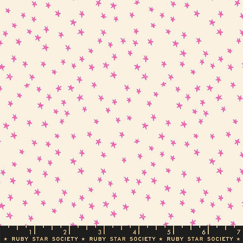 BTY NEW Moda Ruby Star Society RSS Starry Mini Natural Neon Pink Stars on Cream Alexia Abegg Cotton Fabric Yard RS4110-22