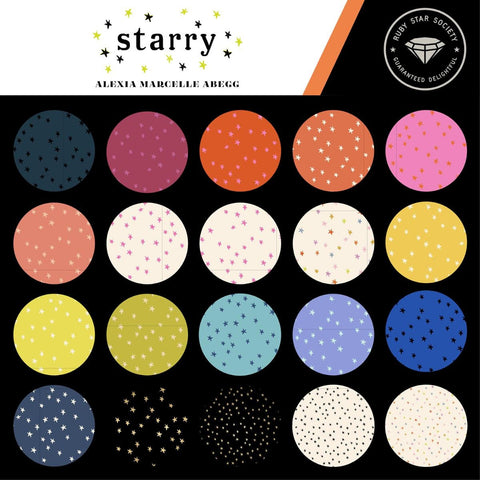 NEW Moda Ruby Star Society RSS Starry Alexia Marcelle Abegg Star Pink Blue Yellow Rainbow Fabric 5 in Charm Square Pack