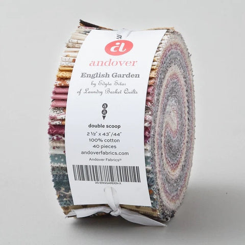 NEW Andover English Garden Floral Edyta Sitar Laundry Basket Quilts LBQ Cream Purple Gold Blue Jelly Roll Fabric Bundle