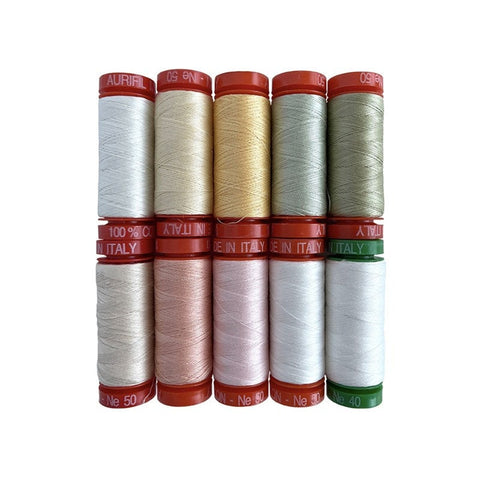 Aurifil Flower Girl Collection by Heather Briggs 50 weight Cotton Quilting Thread Set of 10 HB5040FG10