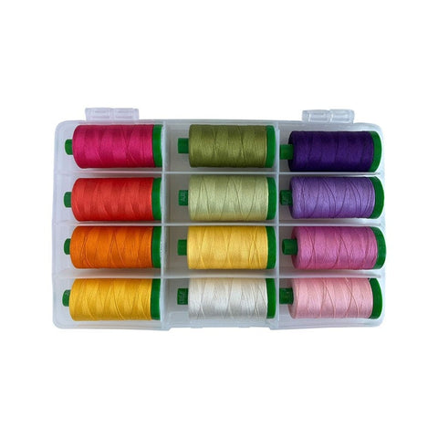 Aurifil Full Bloom Collection Barbara Pershing Mako Cotton 40 Weight Wt Large Spool Bright Color Quilting Thread Set of 12