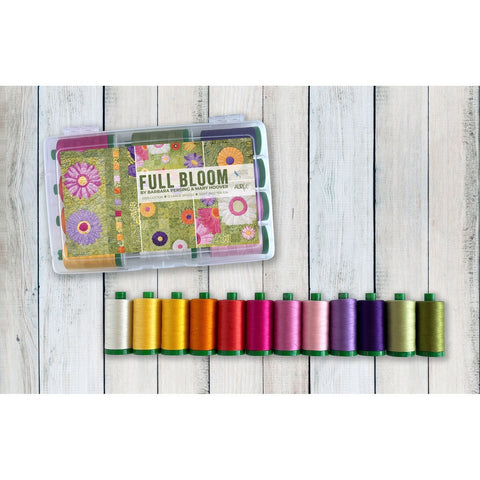 Aurifil Full Bloom Collection Barbara Pershing Mako Cotton 40 Weight Wt Large Spool Bright Color Quilting Thread Set of 12