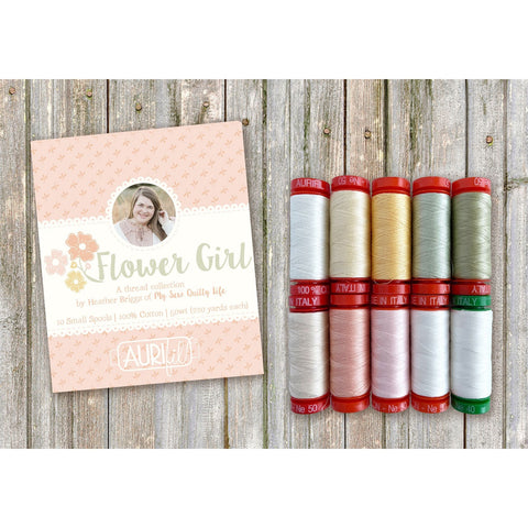 Aurifil Flower Girl Collection by Heather Briggs 50 weight Cotton Quilting Thread Set of 10 HB5040FG10