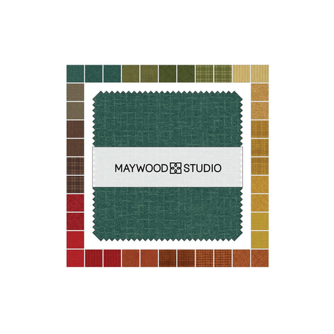 Desert Sunset Maywood Woolies Flannel Red Green Gold Cotton Flannel 5 inch Fabric Charm Square
