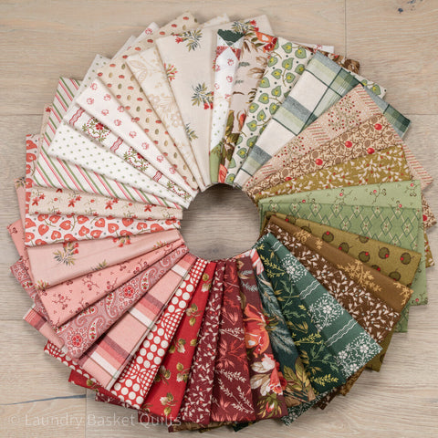 NEW Andover Joy Holiday Floral Edyta Sitar Laundry Basket Quilts LBQ Cream Red Green Beige 33 Fat Quarter FQ Fabric Bundle