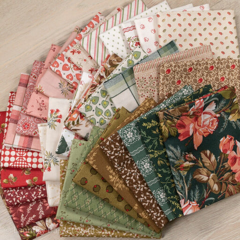 NEW Andover Joy Holiday Floral Edyta Sitar Laundry Basket Quilts LBQ Cream Red Tan Green Beige Layer Cake Fabric Bundle