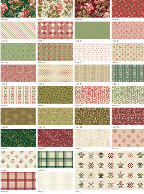 NEW Andover Joy Holiday Floral Edyta Sitar Laundry Basket Quilts LBQ Cream Red Tan Green Beige Layer Cake Fabric Bundle