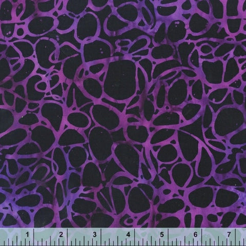 1.5 YARDS Anthology Batik Medium Dark Purple Loops Marbled Watercolors Batik Cotton Batik Fabric