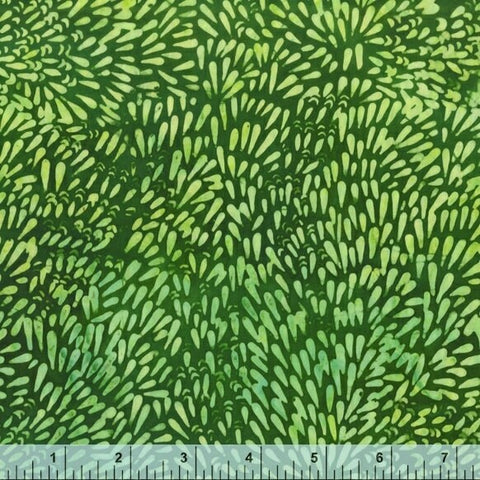 BTHY Anthology Green Rain Batik Medium Green Marbled Watercolors Batik Cotton Batik Fabric 1/2 Yard
