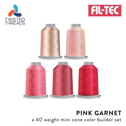 Pink Garnet GLIDE Fil-Tec 5 Mini Cones Pink Red Trilobal Polyester 40 Weight Wt 1100 Yards Sewing Quilting Embroidery Thread