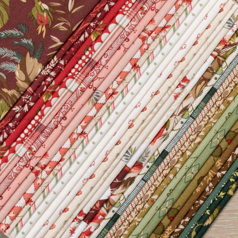 NEW Andover Joy Holiday Floral Edyta Sitar Laundry Basket Quilts LBQ Cream Red Tan Green Beige Layer Cake Fabric Bundle