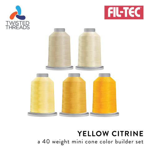 Yellow Citrine GLIDE Fil-Tec 5 Mini Cones Yellow Gold Beige Trilobal Polyester 40 Weight Wt 1100 Yards Sewing Quilting Embroidery Thread