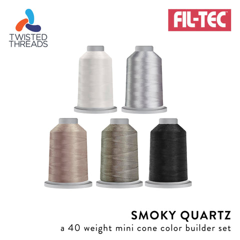 Smoky Quartz GLIDE Fil-Tec 5 Mini Cones Gray Grey Tan Trilobal Polyester 40 Weight Wt 1100 Yards Sewing Quilting Embroidery Thread