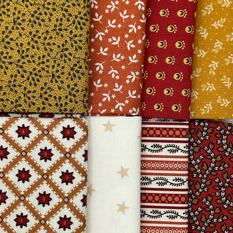 Civil War Reproduction Fat Quarters Cheddar Jack Various Makers Brown Yellow Cheddar Orange Beige Cream Fabric 8 FQ Fat Quarter Bundle