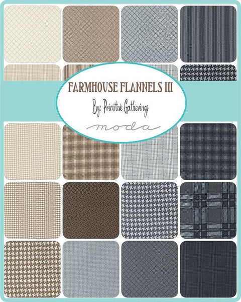 Moda FARMHOUSE FLANNEL III 3 Primitive Gatherings Neutral Flannel Cream Beige Black Grey Brown Cotton Flannel 5 inch Fabric Charm Square