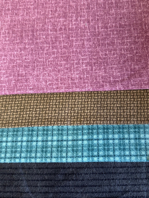 Maywood Woolies Teal Purple Black Quarter Yard 9 Inches by Width of Fabric Set Cotton Flannel Fabric 1 Yards Total Yardage