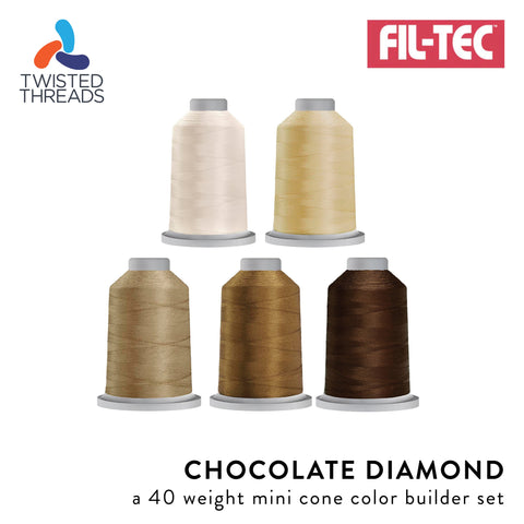 Chocolate Diamond GLIDE Fil-Tec 5 Mini Cones Cream Beige Brown Trilobal Polyester 40 Weight Wt 1100 Yards Sewing Quilting Embroidery Thread