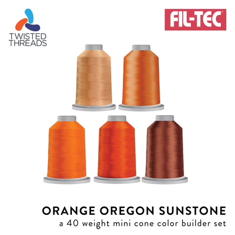 Orange Oregon Sunstone GLIDE Fil-Tec 5 Mini Cones Orange Trilobal Polyester 40 Weight Wt 1100 Yards Sewing Quilting Embroidery Thread