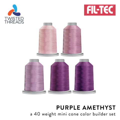 Purple Amethyst GLIDE Fil-Tec 5 Mini Cones Pink Purple Trilobal Polyester 40 Weight Wt 1100 Yards Sewing Quilting Embroidery Thread