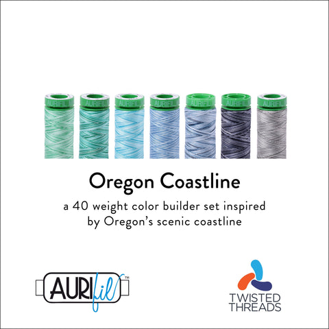 AURIFIL Oregon Coastline Color Builder Green Blue Black Navy Grey Gray 40 Weight 150M 164Y Small Spool Cotton Quilting Thread Set of 7