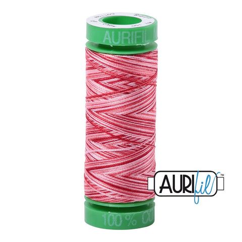 AURIFIL 4668 Strawberry Parfait Variegated MAKO 40 Weight Wt 150m 164y Pink Red White Spool Quilt Cotton Quilting Thread