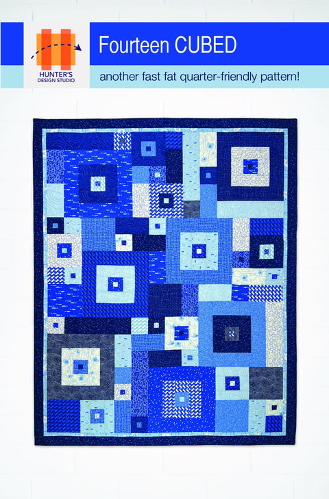 Hunter's Design Studio HDS Fourteen CUBED Fast Precut Fat Quarter Friendly Modern Quilt Printed Pattern 54 x 68