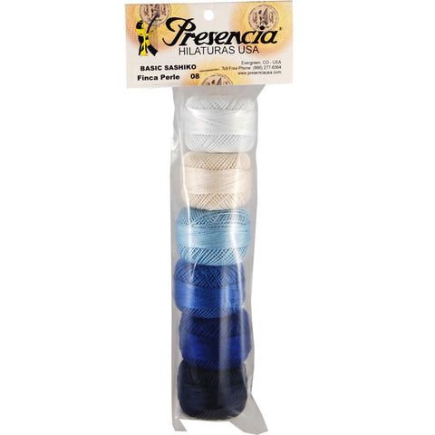 Presencia Finca PERLE Cotton Size 8 Set of 6 Basic Sashiko Sampler 75 Yards Each Applique Egyptian Cotton Embroidery Thread 816/08S-BAS