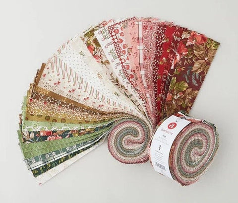 NEW Andover Joy Floral Edyta Sitar Laundry Basket Quilts LBQ Cream Red Tan Green Jelly Roll Fabric Strips