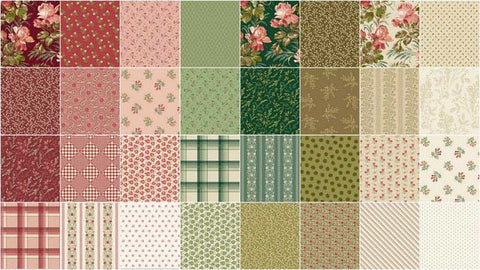 NEW Andover Joy Floral Edyta Sitar Laundry Basket Quilts LBQ Cream Red Tan Green Jelly Roll Fabric Strips