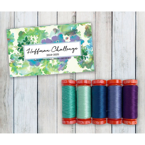 Aurifil Fresh Meadow Collection Hoffman Challenge 24-25 50 Weight Wt Blue Teal Purple Basics Cotton Quilting Thread Set of 5 HF50FM5