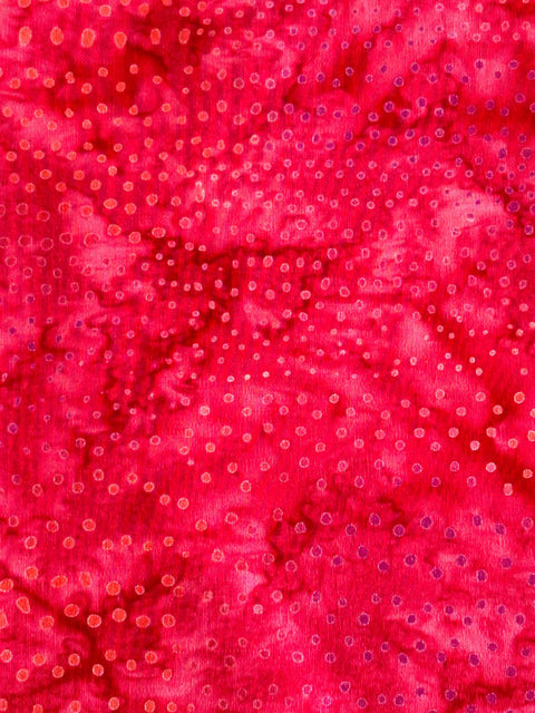 70 Inches Batik Medium Pink Magenta Dot Marbled Watercolors Batik Cotton Fabric