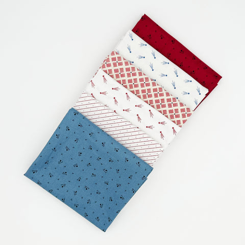 Civil War Reproduction Fat Quarters Various Makers Red White Blue Beige Cream Patriotic Fabric 6 FQ Fat Quarter Bundle