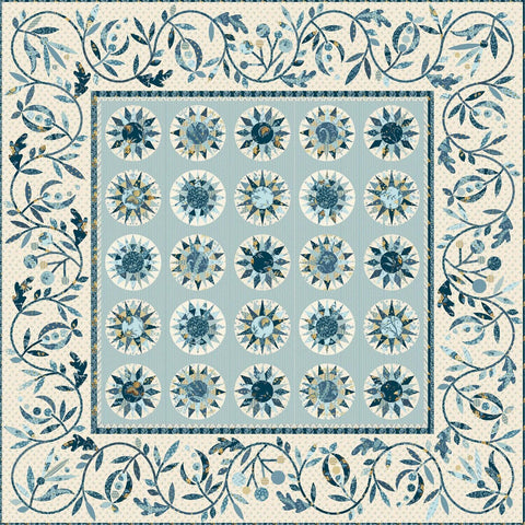 IN STOCK Andover Beach House Floral Edyta Sitar Laundry Basket Quilts LBQ Cream Blue Charm Square Fabric Bundle