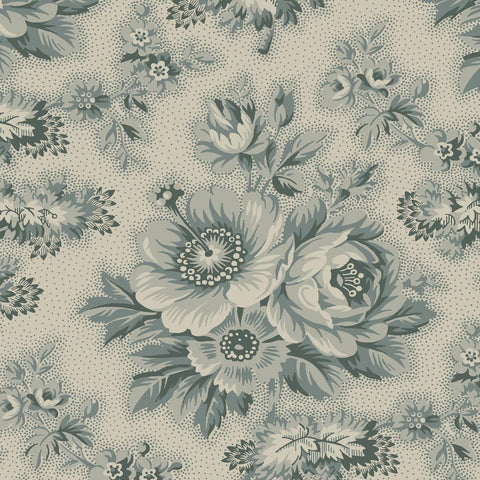 Dark and Stormy Maywood Blue Grey Gray Taupe Brown Cotton Floral 5 inch Fabric Charm Square