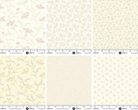 NEW Andover Pebbles Low Volume Floral Edyta Sitar Laundry Basket Quilts LBQ Cream Beige Charm Square Fabric Bundle