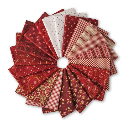 Garnets and Gingham Kim Diehl Henry Glass Civil War Reproduction Beige Cream Red White Fabric 20 FQ Fat Quarter Bundle