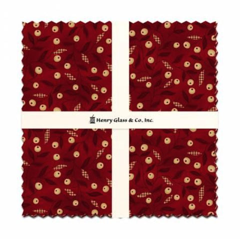 Garnets and Gingham Kim Diehl Henry Glass Civil War Reproduction Red Cream Tan Fabric 42 10 x 10 Inch Squares Layer Cake