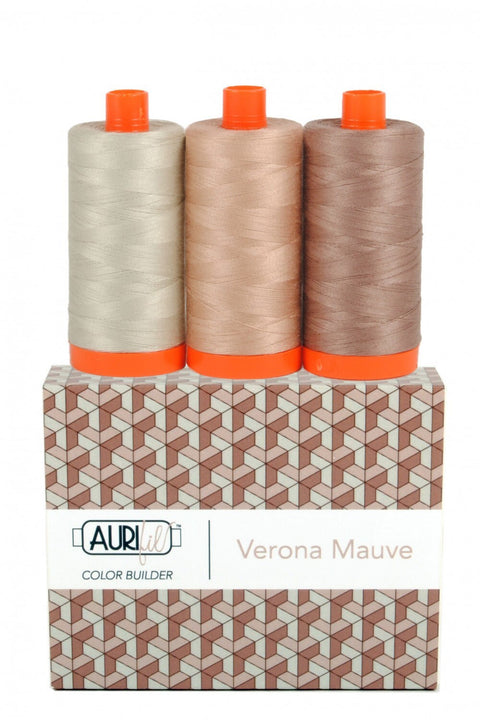 Aurifil VERONA Color Builder Mako Cotton 50 Weight Wt Large Spool Mauve Dusty Pink Beige Quilting Thread Set of 3 6724 2375 6731