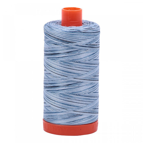 AURIFIL Variegated 4669 Stonewash Blues MAKO 50 Weight Wt 1300m 1422y Light Dark Blue Spool Quilt Cotton Quilting Thread