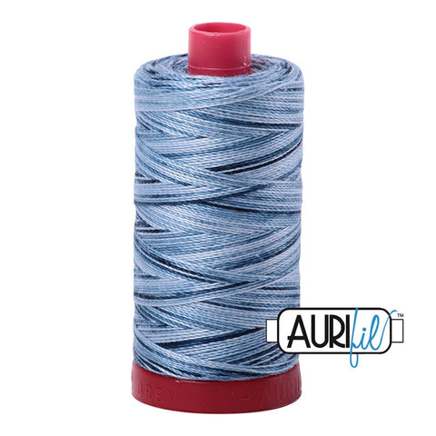 AURIFIL 4669 Stonewash Blue Variegated MAKO 12 Weight Wt 350M 356Yd Spool Quilt Cotton Quilting Thread