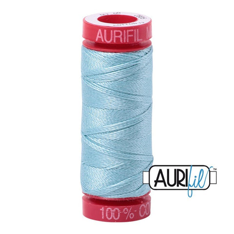 AURIFIL 2805 Light Turquoise Blue MAKO 12 Weight Wt 54 Yards Spool Quilt Cotton Quilting Thread