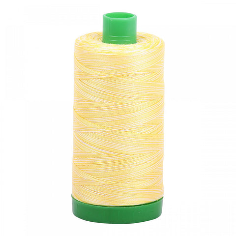 AURIFIL Variegated 3910 Lemon Ice Yellow MAKO 40 Weight Wt 1000m 1094y Light Yellow White Spool Quilt Cotton Quilting Thread