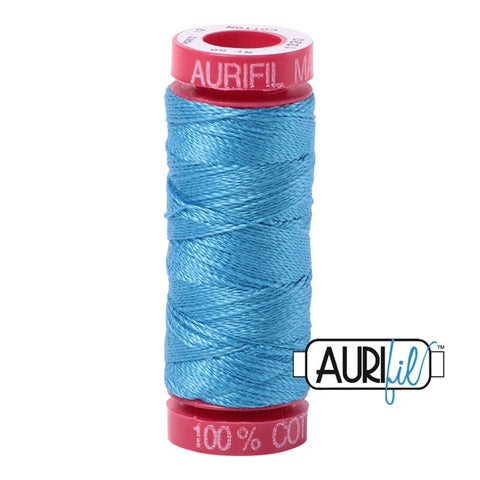 AURIFIL 1320 Bright Teal Blue MAKO 12 Weight Wt 54 Yards Spool Quilt Cotton Quilting Thread